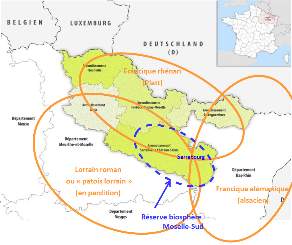 Carte représentant la répartition géographique des dialectes